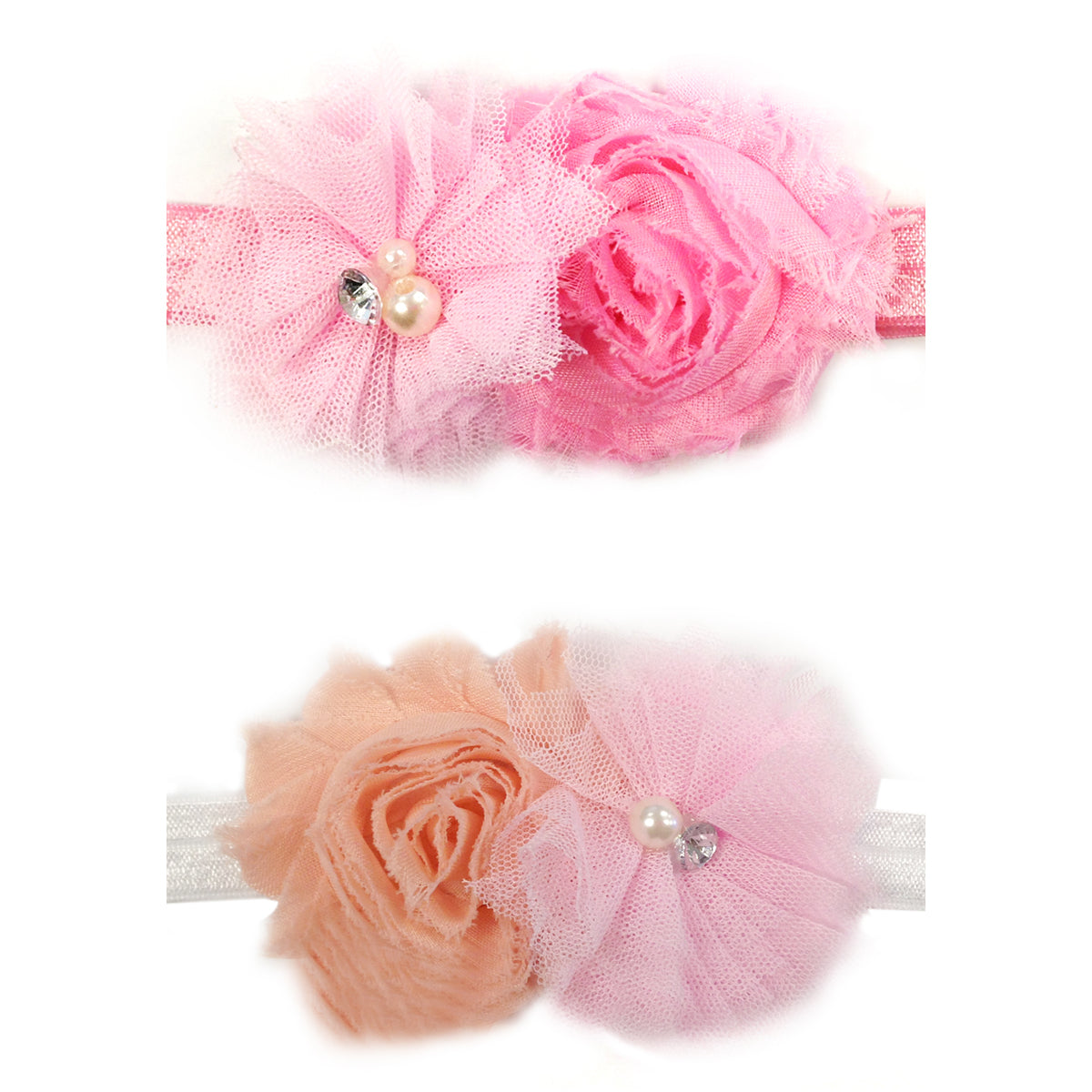 Kella Milla Frayed Shabby Chic Floral Headbands for Baby & Toddler Girls (Set of 8)