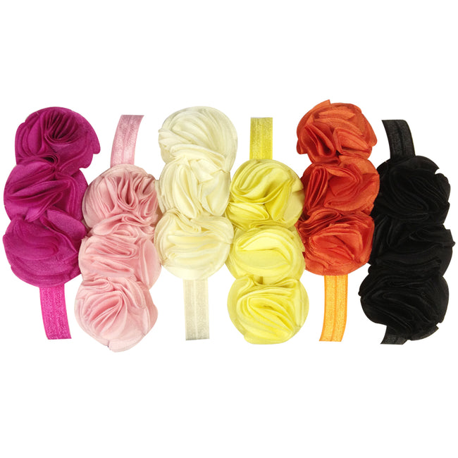 Kella Milla Set of 6 Assorted Polyester Triple Florets Baby Headbands