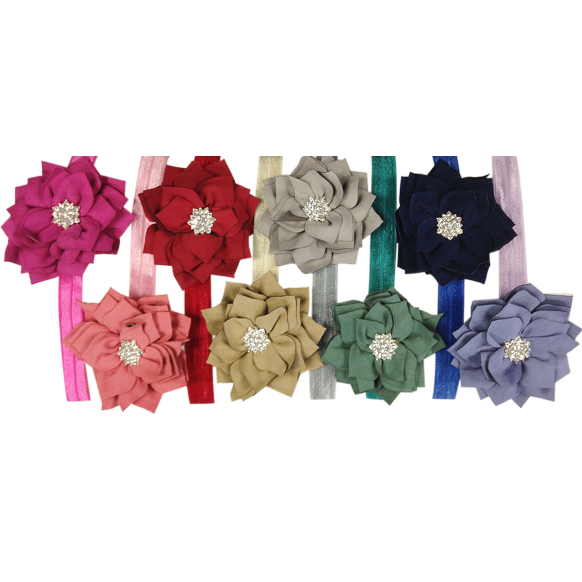 Kella Milla Set of 8 Assorted Starry Flower Shimmer Baby Headbands