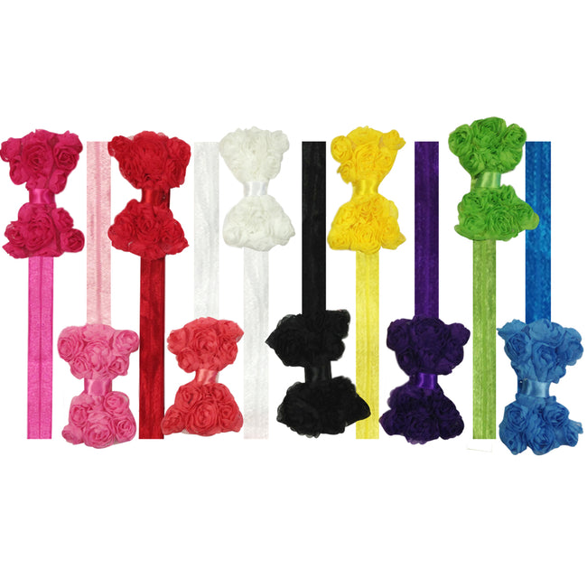 Kella Milla Set of 10 Assorted Chiffon Rosette Bow Baby Headbands