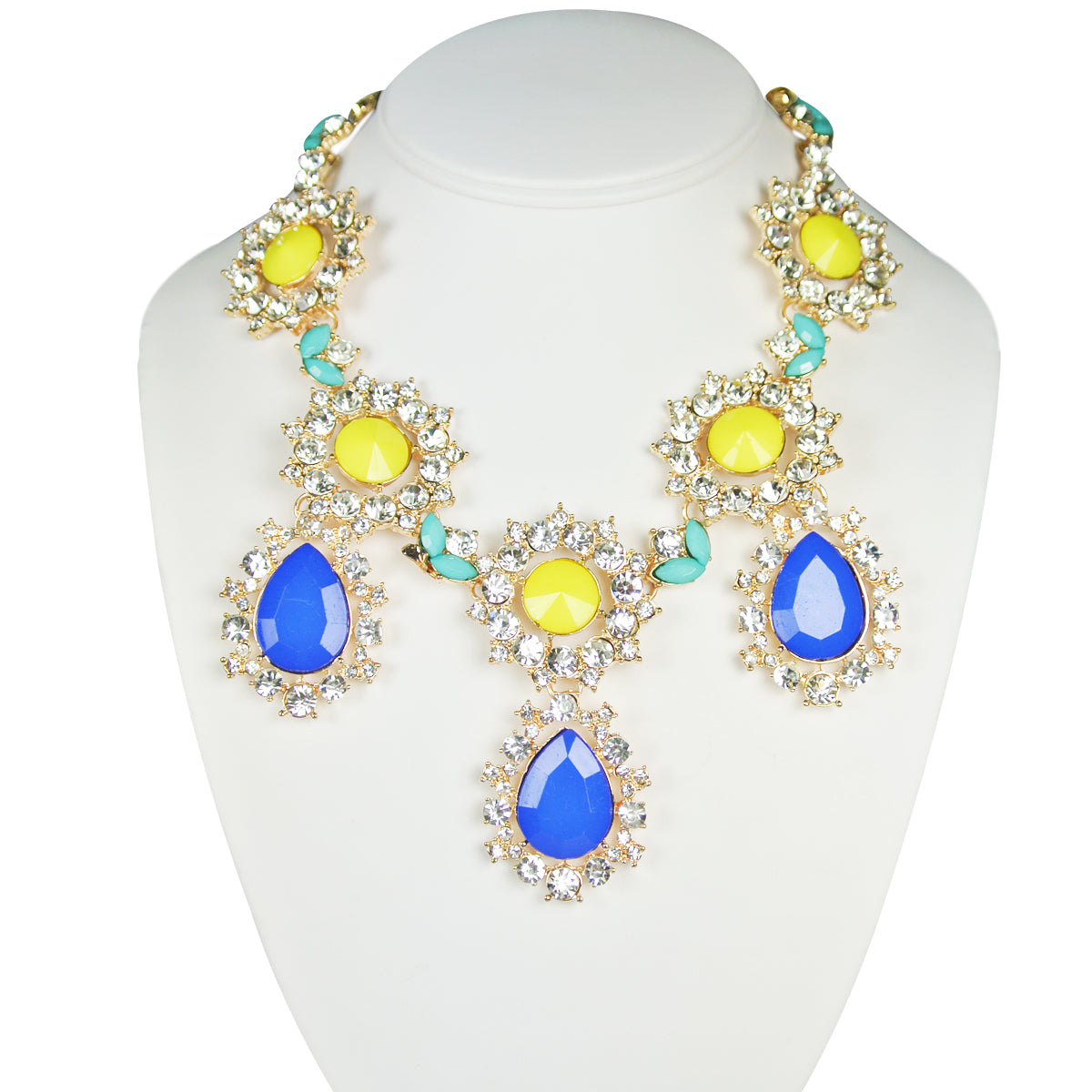 Wrapables Multi-Color Sunflower Teardrop Crystal Statement Necklace