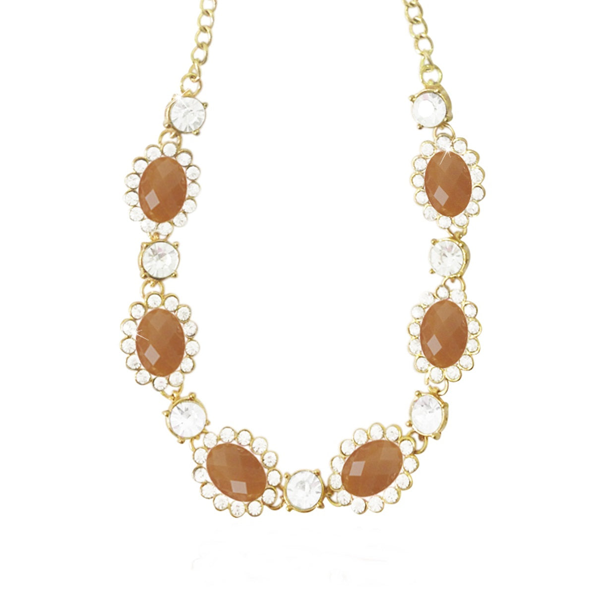 Wrapables Faceted Oval Gemstone and Crystal Necklace
