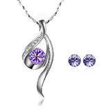 Wrapables Silver Tone True Elegance Crystal Necklace and Stud Earrings Jewelry Set