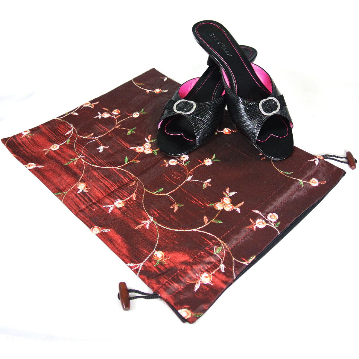 Wrapables Beautiful Embroidered Silk Travel Bag for Lingerie & Shoes