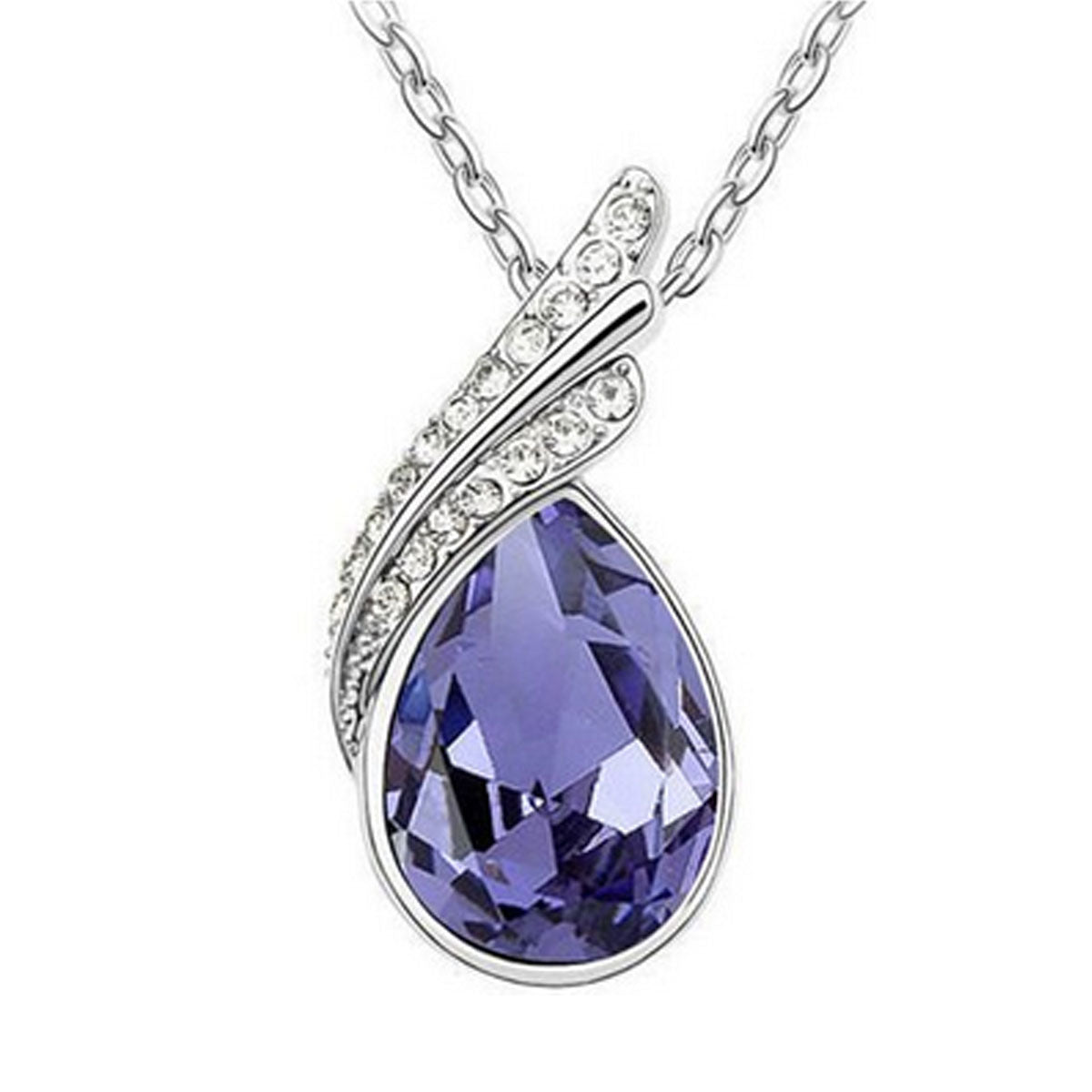 Wrapables Elegant Teardrop Crystal Pendant Necklace