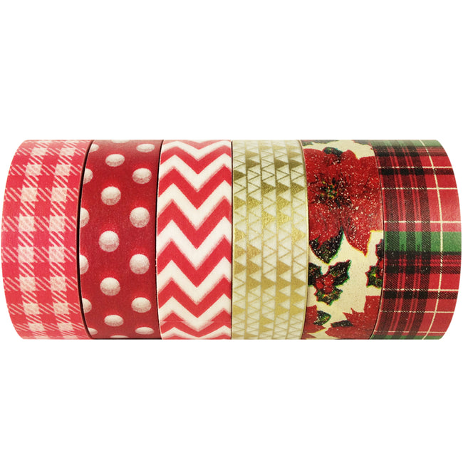 Wrapables Japanese Washi Masking Tape, Christmas Collection (Set of 6)