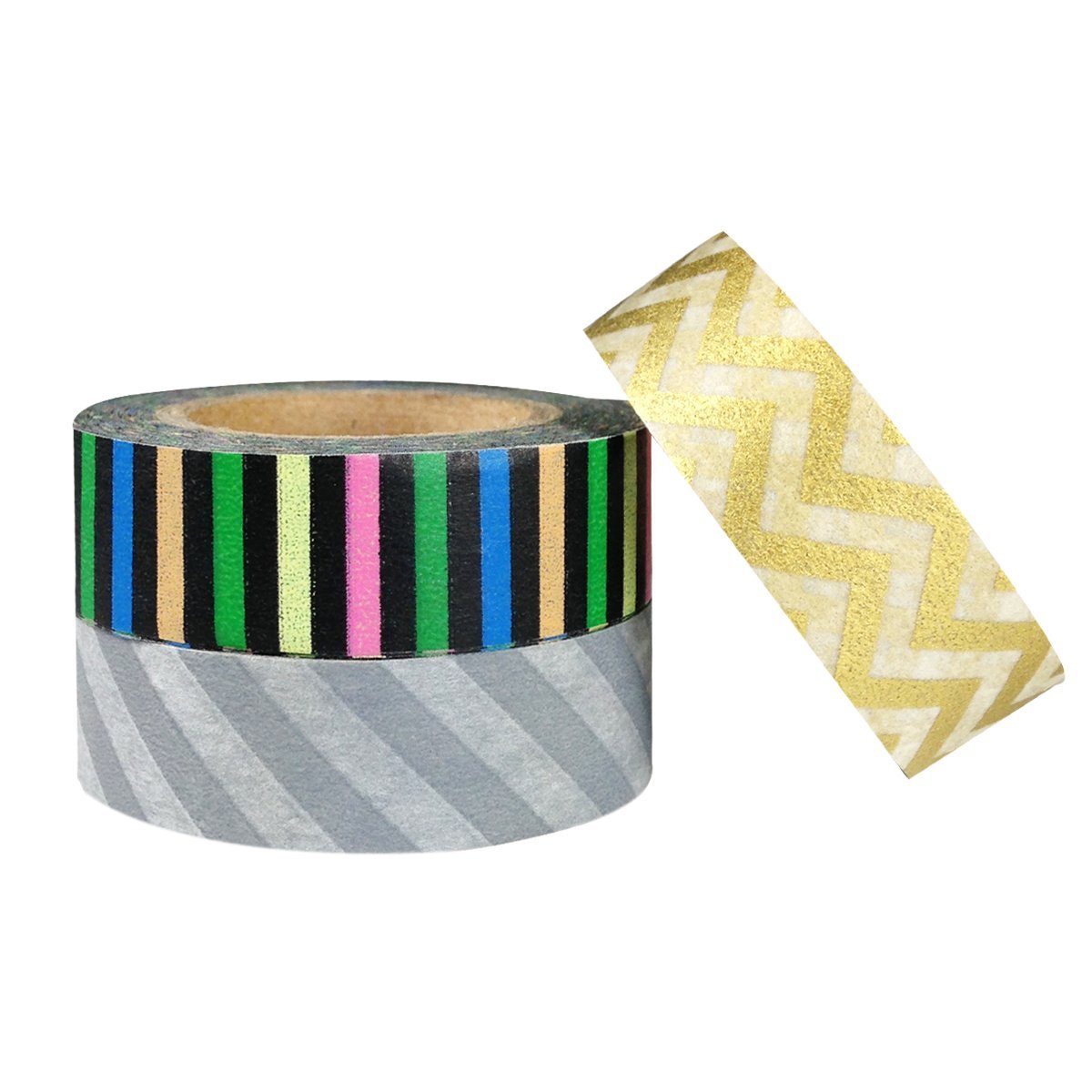 Wrapables 50 Scalloped Gift Tags/Kraft Hang Tags with Free Cut Strings & Set of 3 Washi Tape