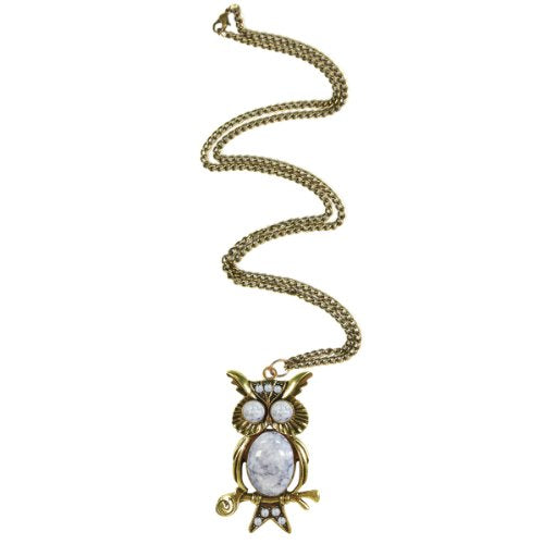 Wrapables White Vintage Owl Necklace