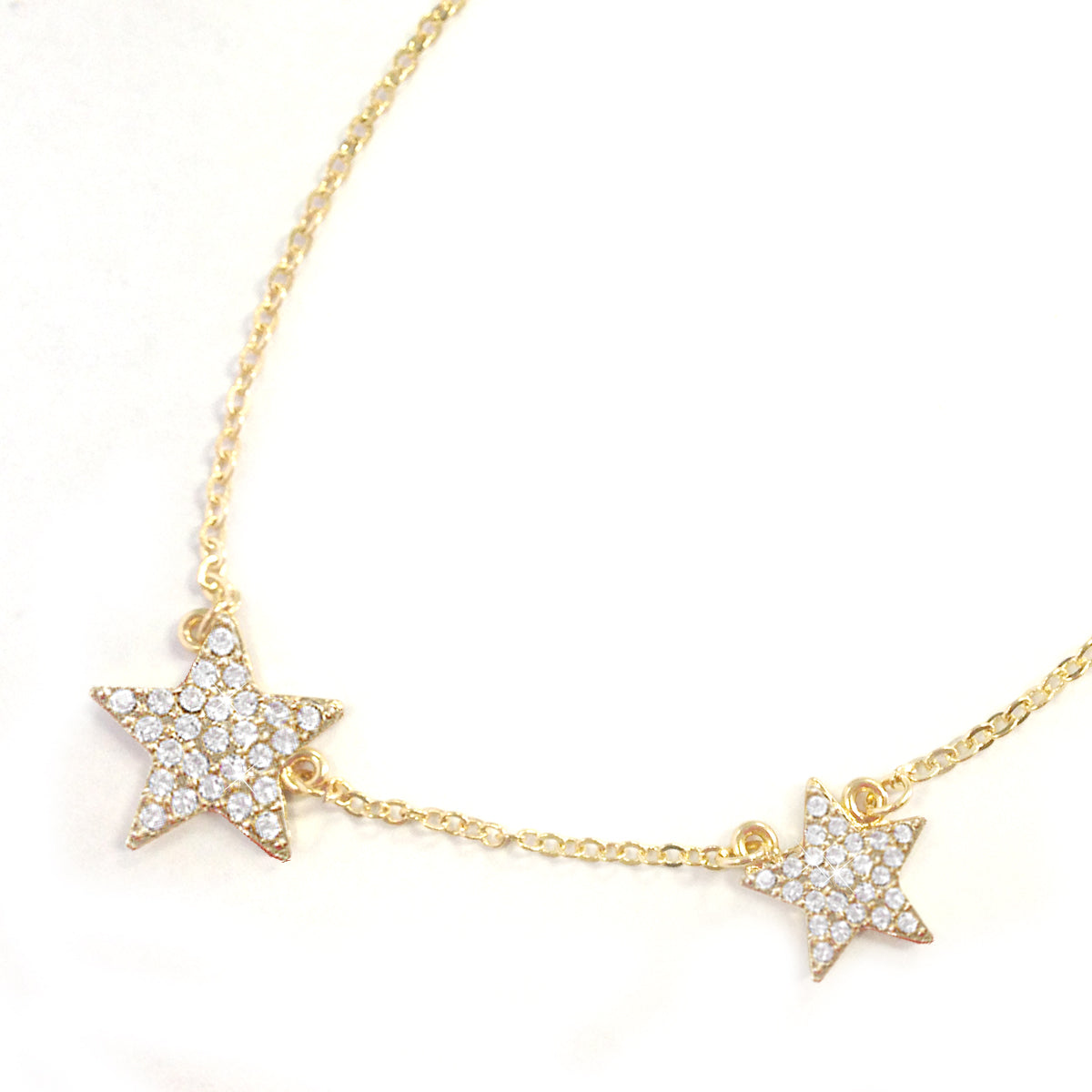 Gold Plated Petite Double Crystal Star Pendant Necklace