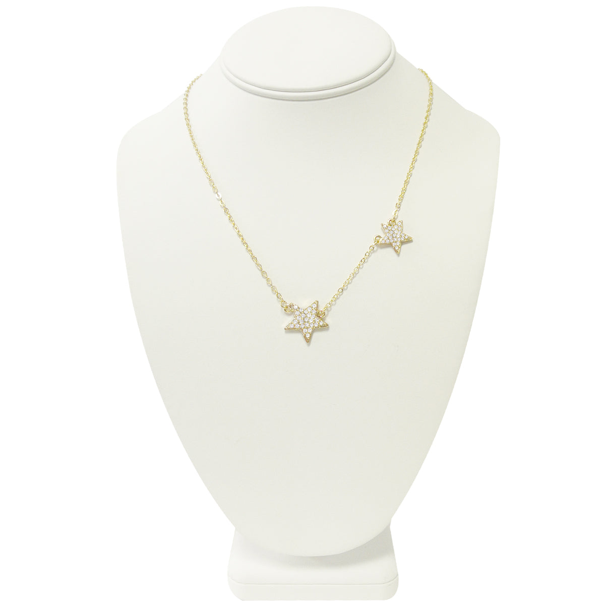 Gold Plated Petite Double Crystal Star Pendant Necklace