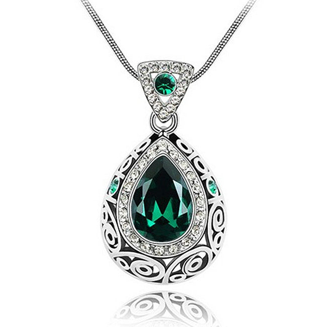 Wrapables Vintage Regal Crystal Teardrop Pendant Necklace