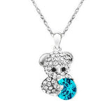 Wrapables Cute Teddy Bear Crystal Pendant Necklace