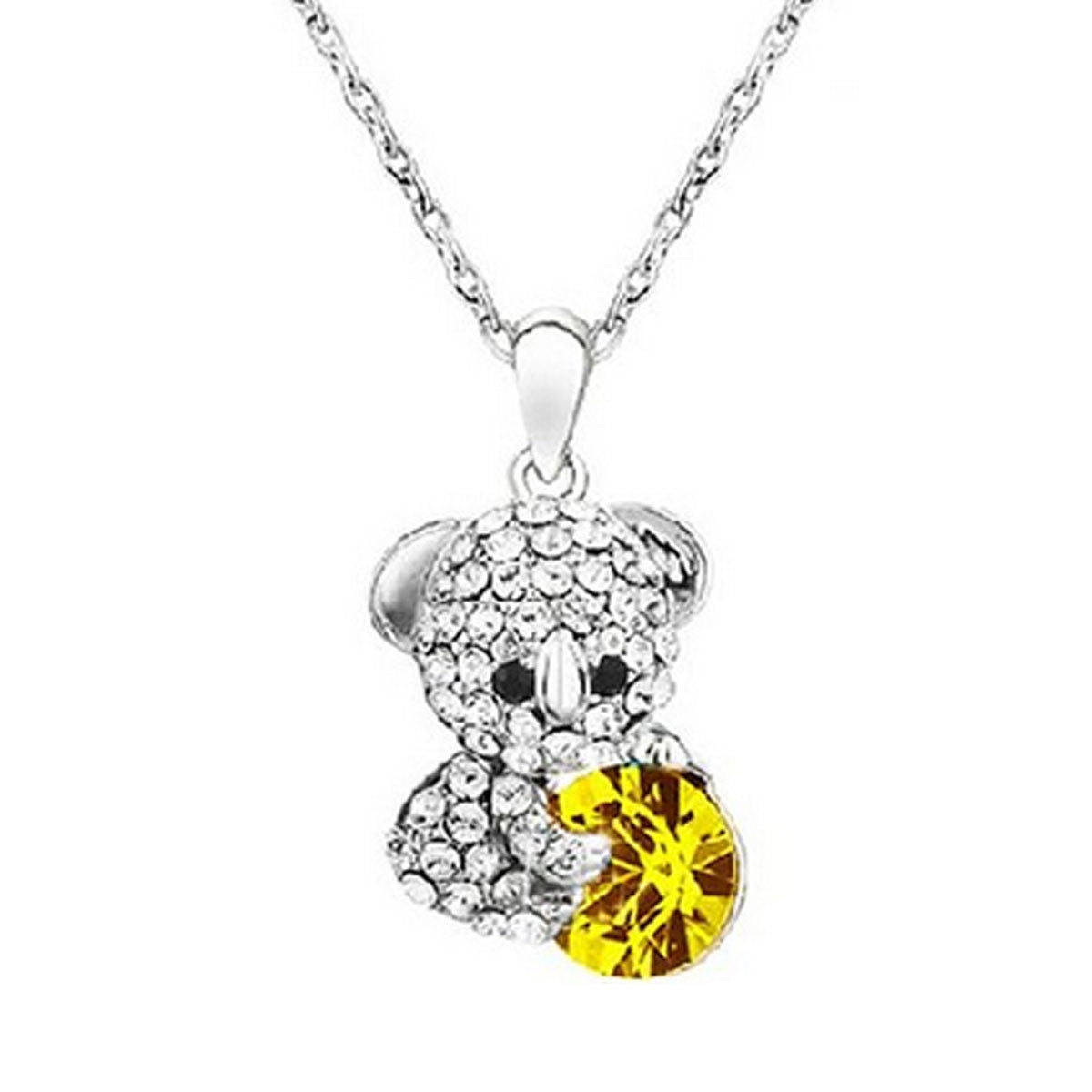 Wrapables Cute Teddy Bear Crystal Pendant Necklace