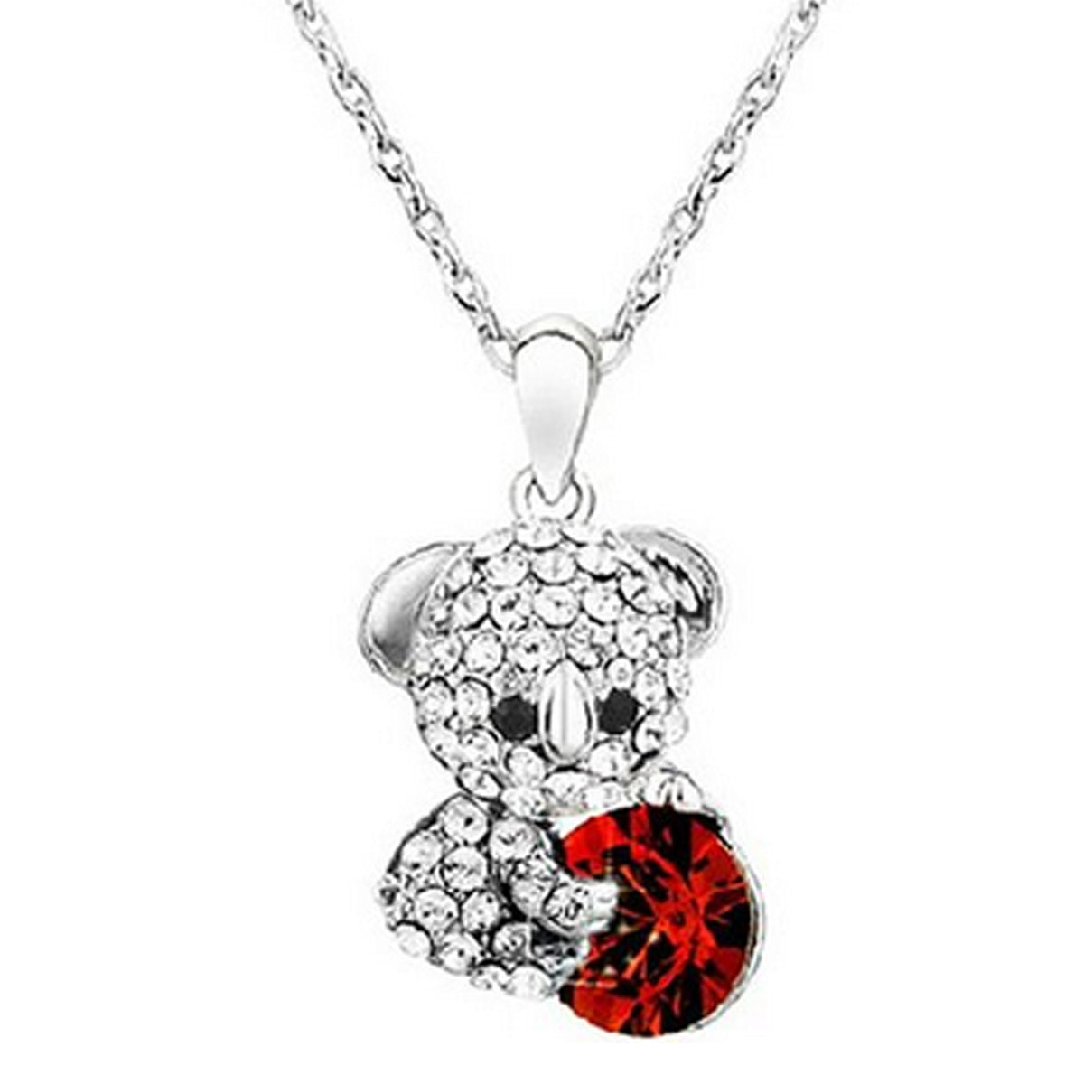 Wrapables Cute Teddy Bear Crystal Pendant Necklace