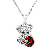 Wrapables Cute Teddy Bear Crystal Pendant Necklace