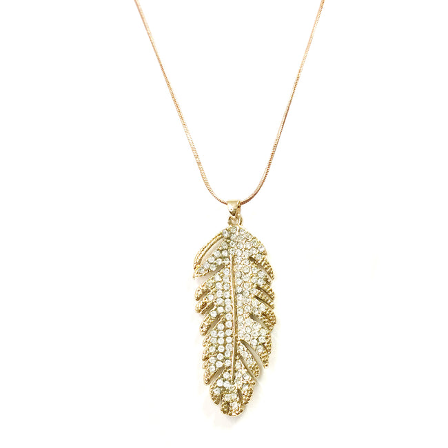 Wrapables Crystal Feather Pendant Necklace