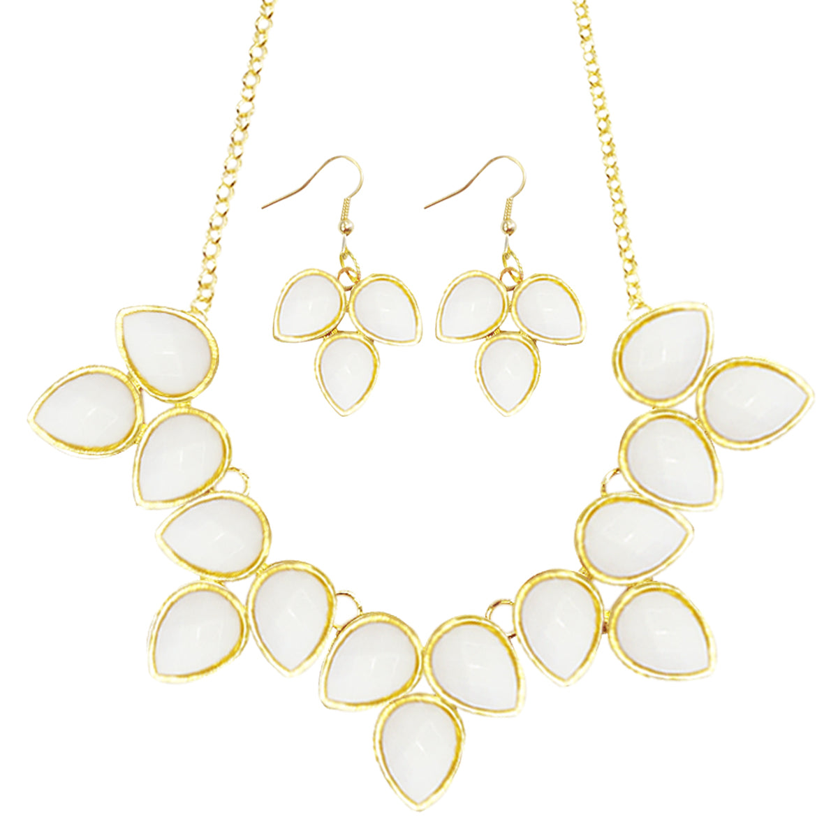 Wrapables Leaf Drop Bubble Statement Necklace and Earring Set