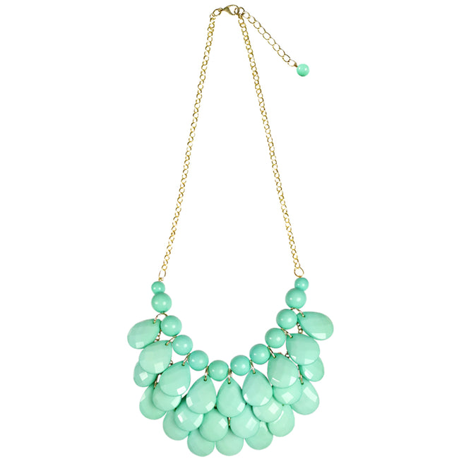Wrapables Teardrop Bubble Bib Necklace, Light Turqoise
