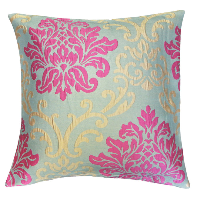 Kella Milla Regal Damask Throw Pillow Cover - Grey Magenta