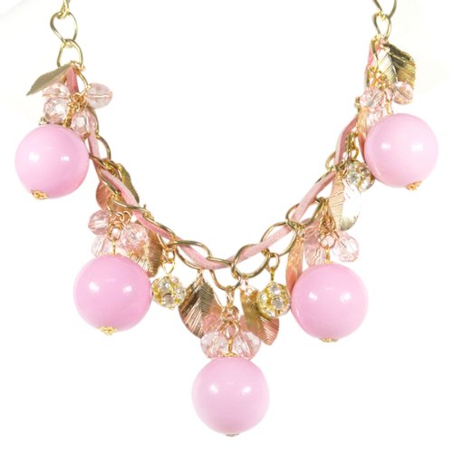 Wrapables Gold Tone Leaf and Crystal Bubble Statement Necklace