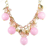 Wrapables Gold Tone Leaf and Crystal Bubble Statement Necklace