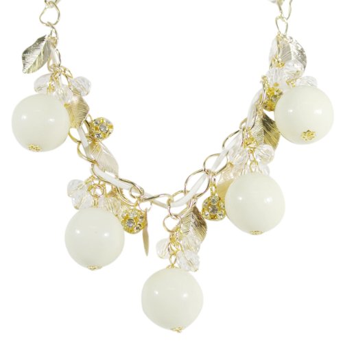 Wrapables Gold Tone Leaf and Crystal Bubble Statement Necklace