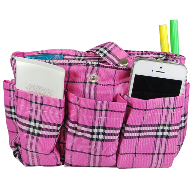 Wrapables Plaid Print Handbag Organizer, Pink