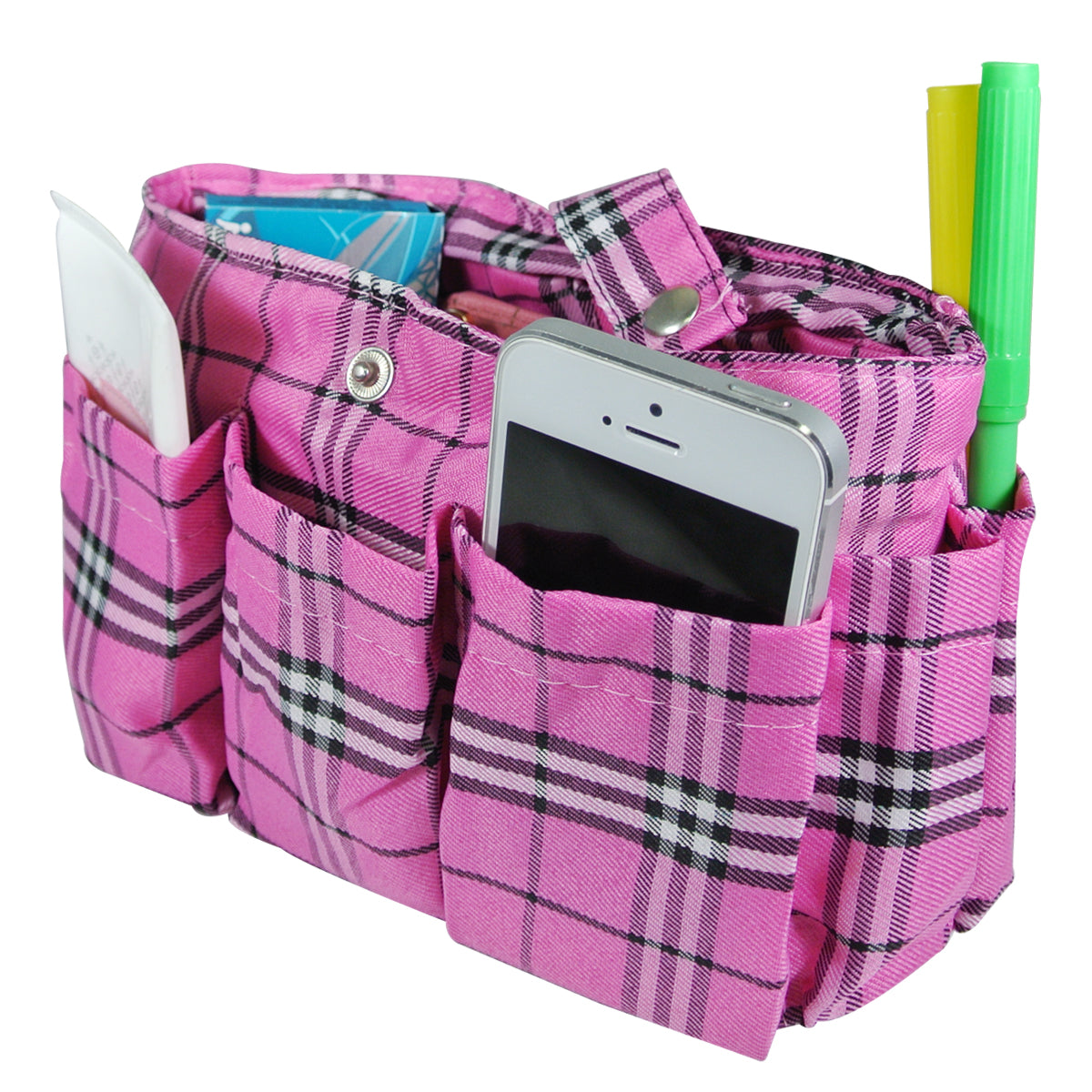 Wrapables Plaid Print Handbag Organizer, Pink