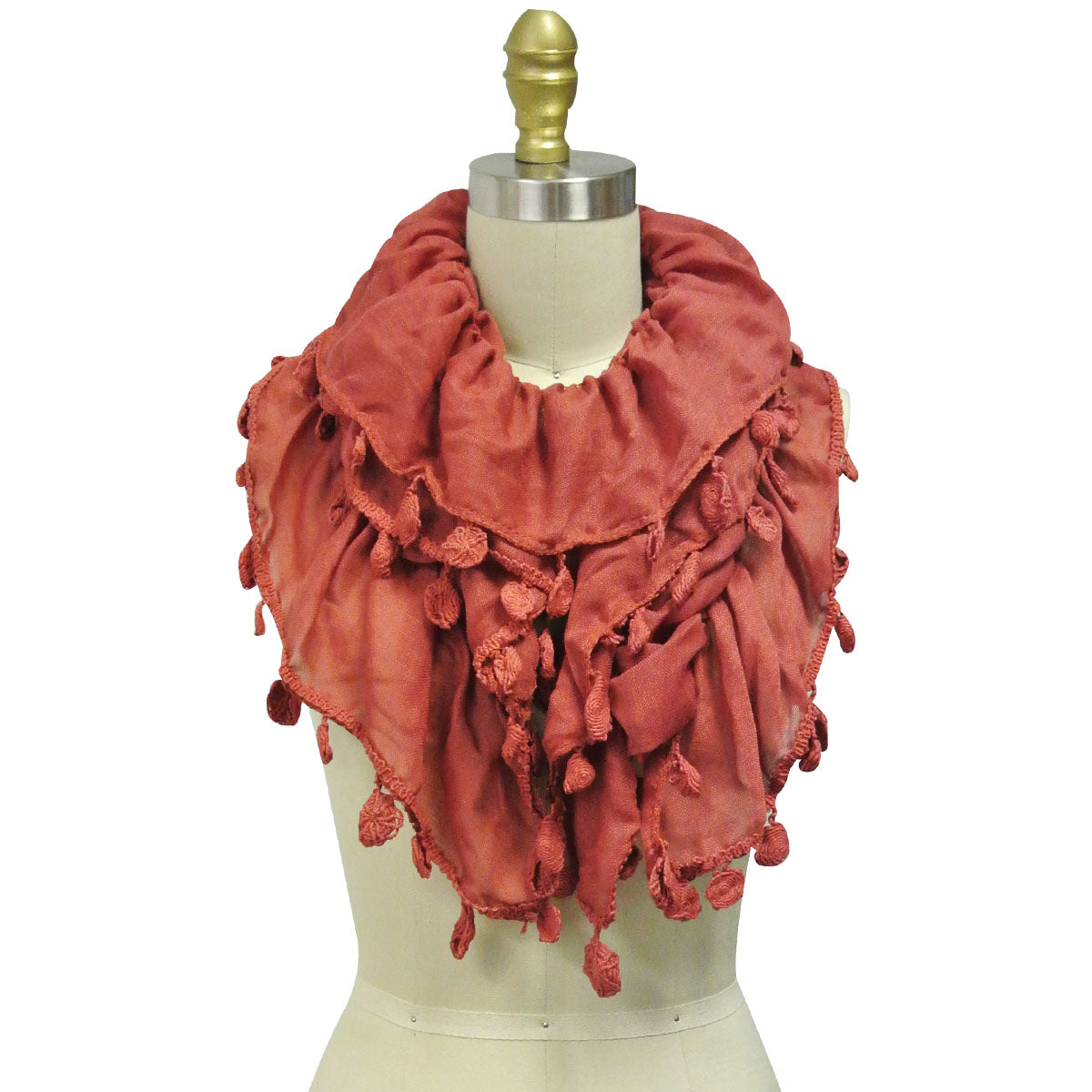 Wrapables Lightweight Ruched Scarf with Tassel Trim