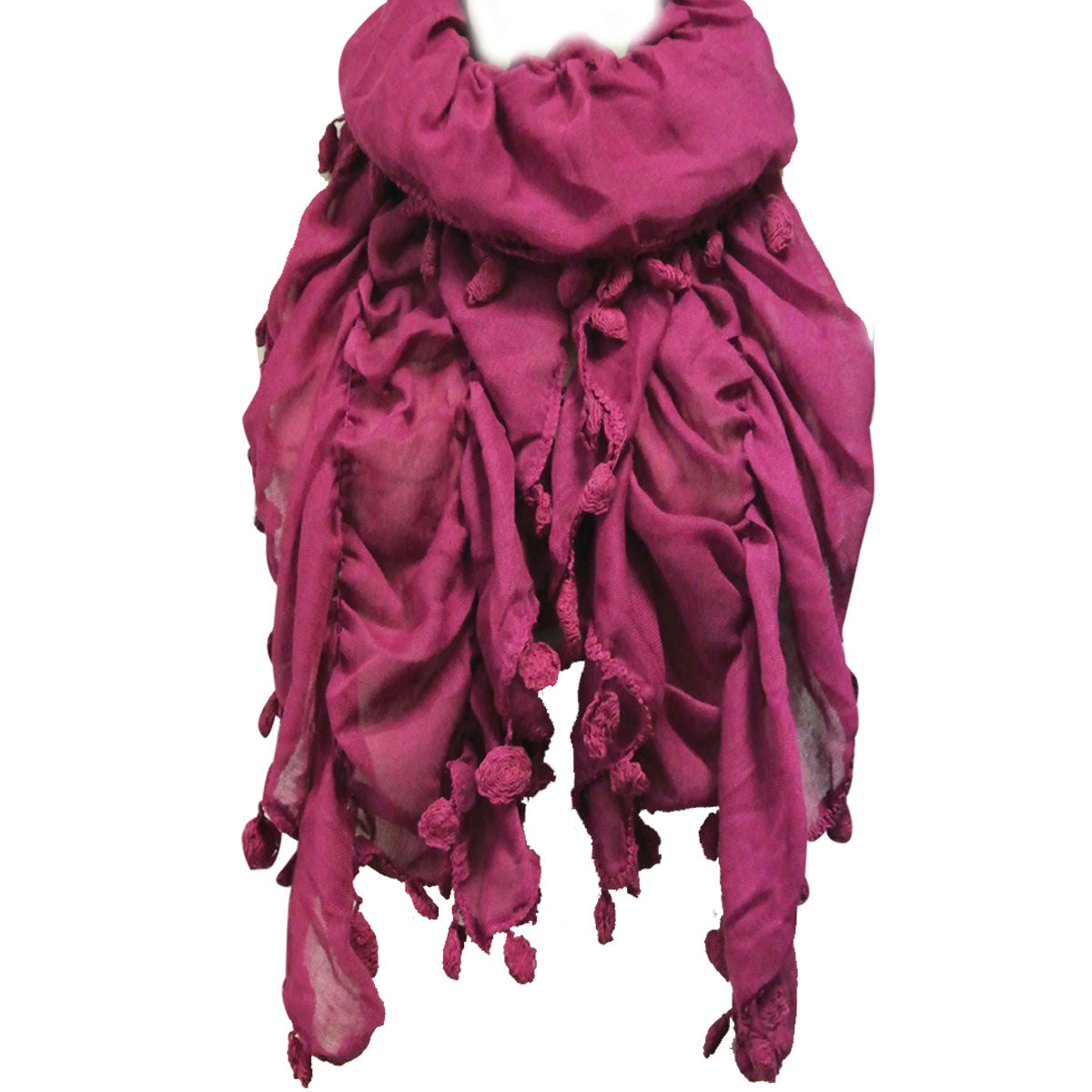 Wrapables Lightweight Ruched Scarf with Tassel Trim