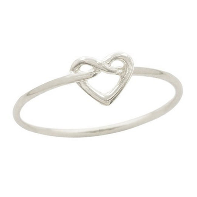 Infinity Love Knot Heart Ring, Rhodium Plated