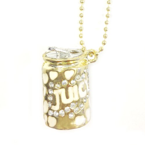 Wrapables Gold Tone Juicy Soda Can Charm Pendant Necklace with Rhinestones