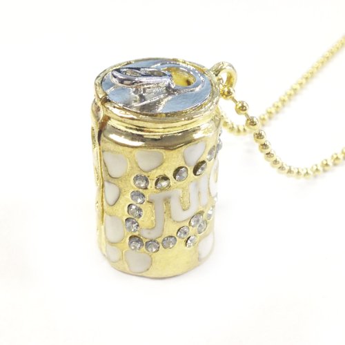 Wrapables Gold Tone Juicy Soda Can Charm Pendant Necklace with Rhinestones