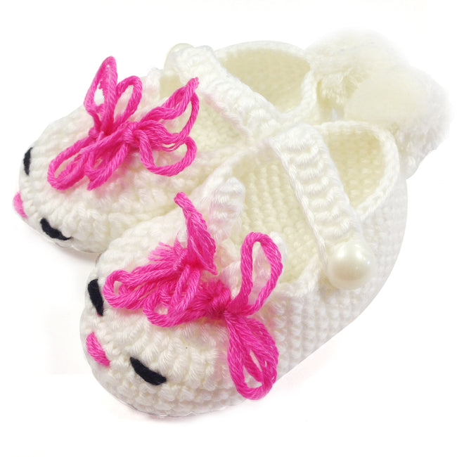 Kella Milla Baby Girl Crochet White Bunny Booties