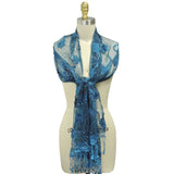 Wrapables Romantic Dream Floral Lace Long Scarf with Tassel Trim
