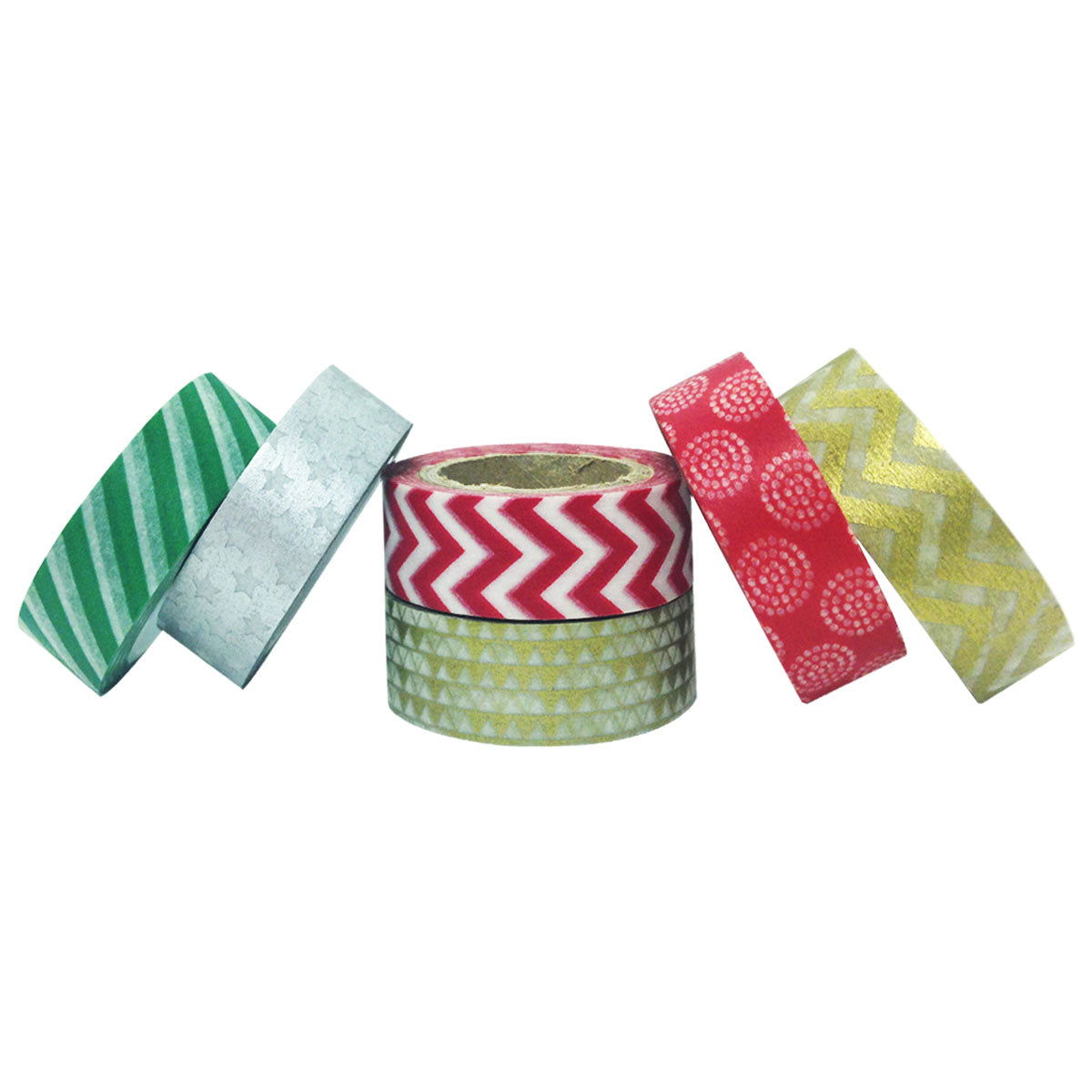 Wrapables Festive Holiday Japanese Masking Tape Washi Tape, Set of 6
