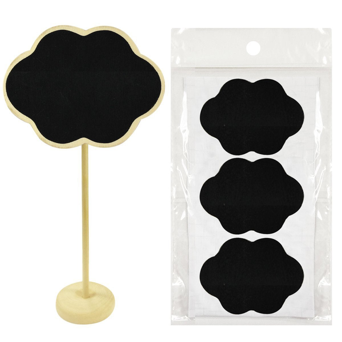 Set of 8 Chalkboard Stands With Chalkboard Stickers, 3.25" x 2.5" Cloud