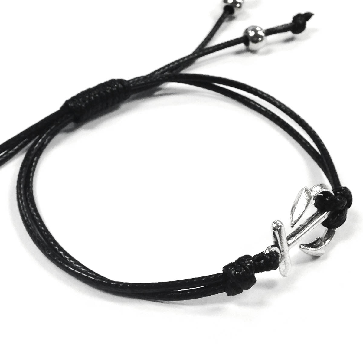 Wrapables Adjustable Anchor Leather Corded Bracelet