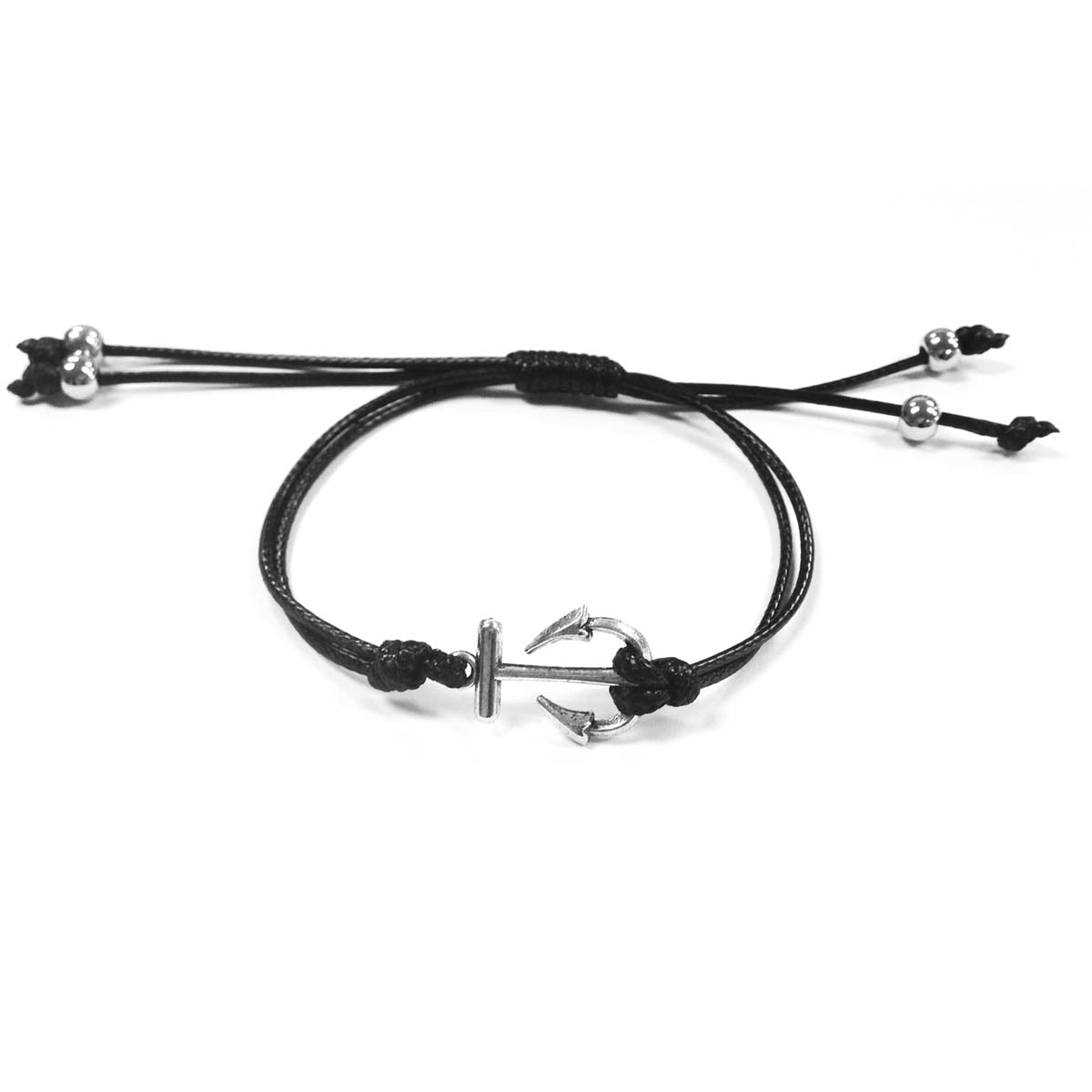 Wrapables Adjustable Anchor Leather Corded Bracelet