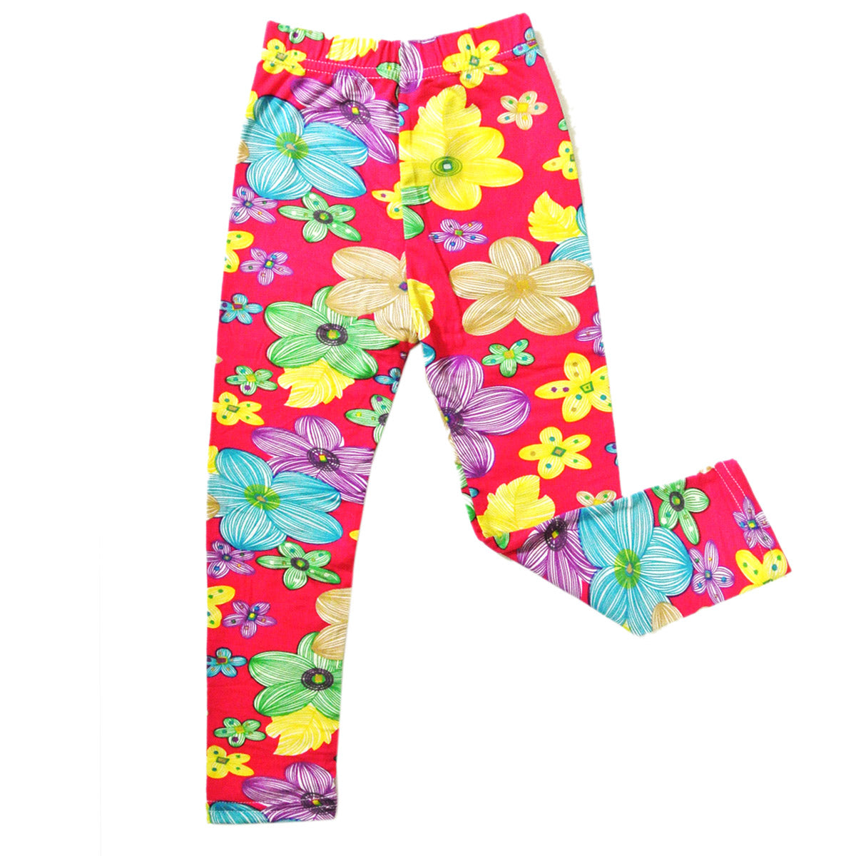 Wrapables Hot Pink Flower Colorful Doodle Leggings