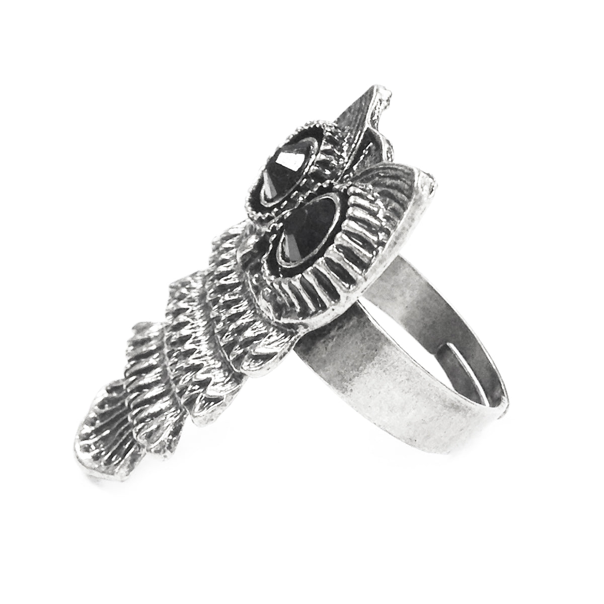 Wrapables Adjustable Tibetan Night Owl Ring, Gold Tone
