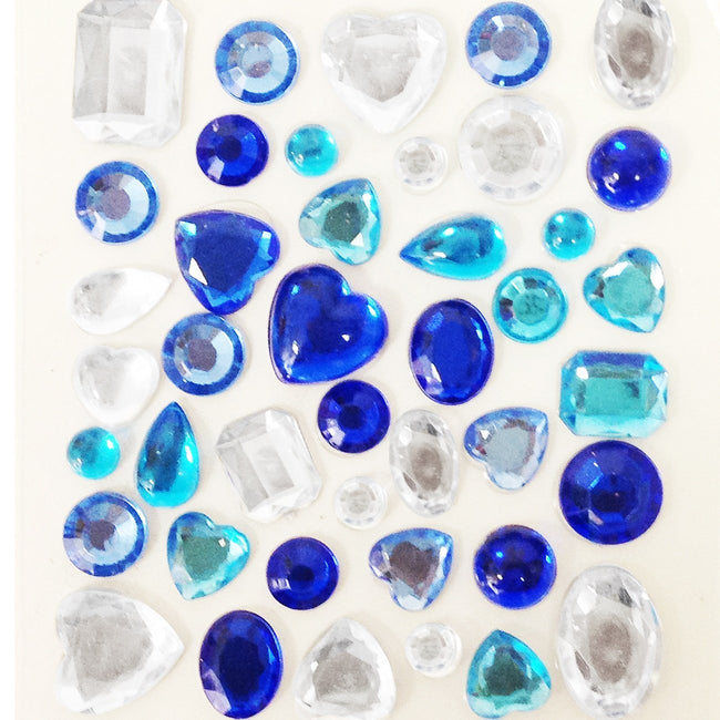 Wrapables Acrylic Self Adhesive Crystal Gem Stickers, Blues (2pk)