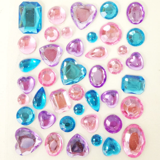 Wrapables Acrylic Self Adhesive Crystal Gem Stickers, Purple/Pink/Blue (2pk)
