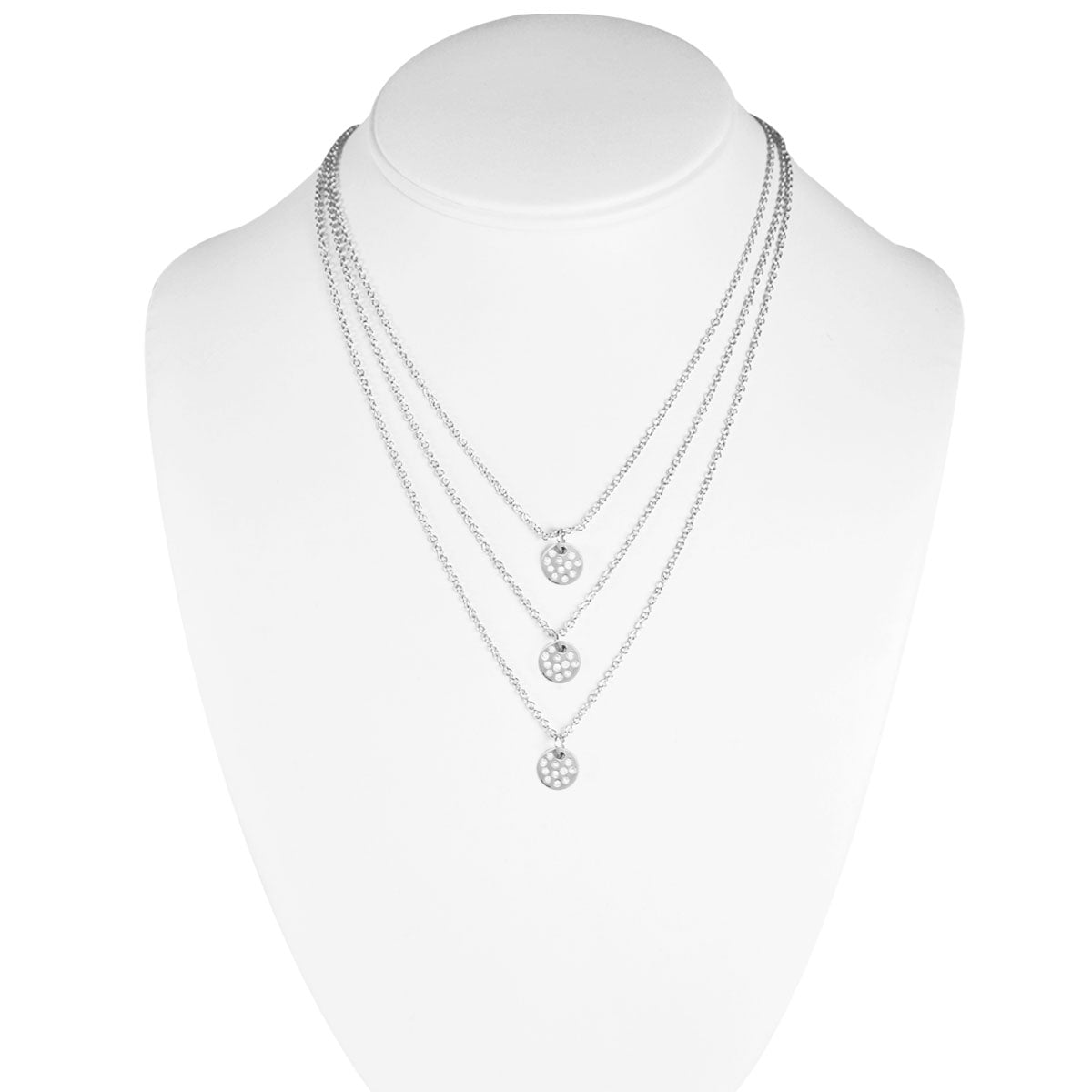 Wrapables Triple Strand Crystal Disc Pendant Necklace