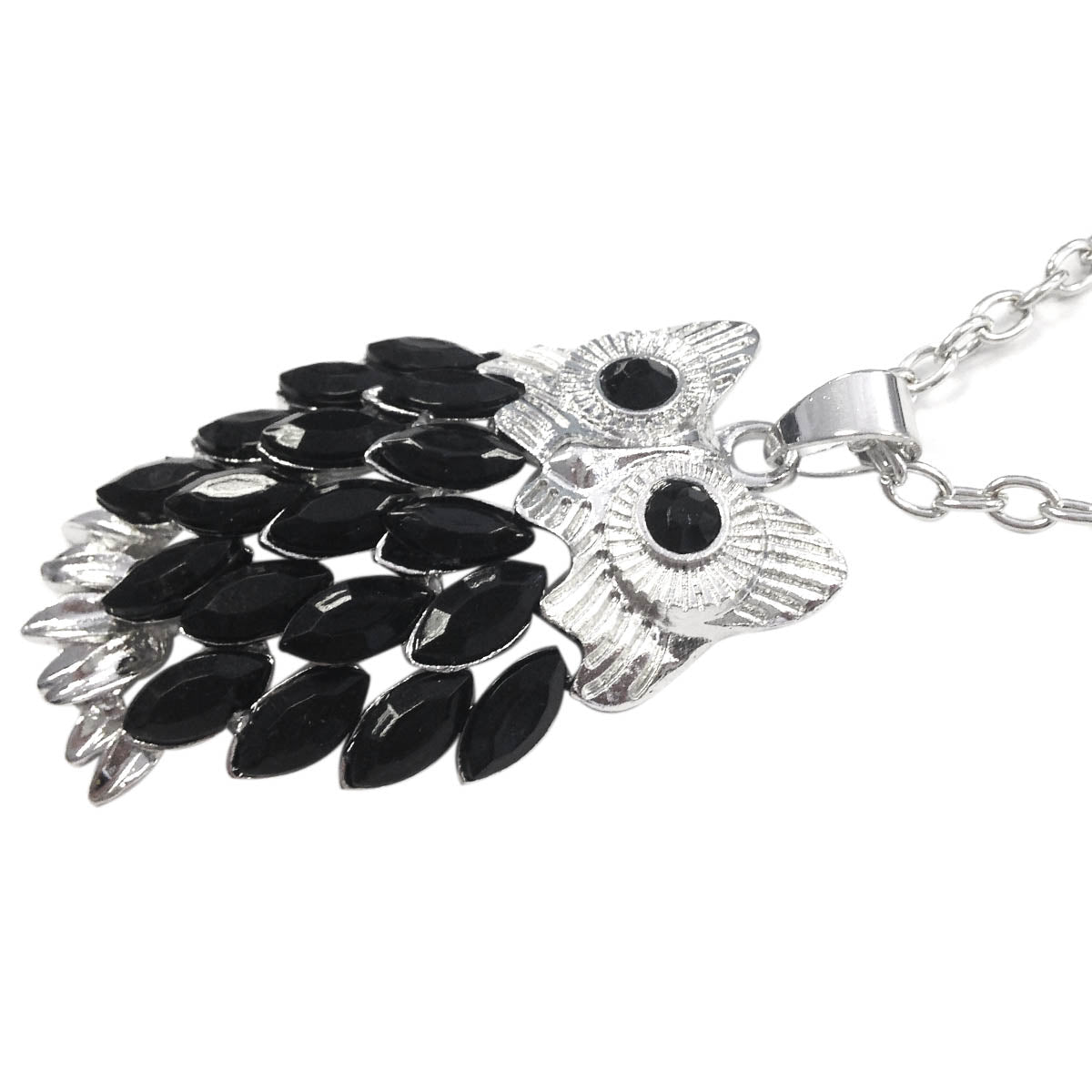 Wrapables Stylish Crystal Feather Owl Pendant Necklace