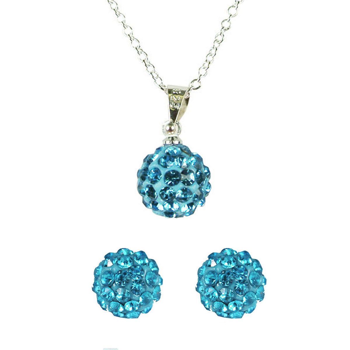 Wrapables Crystal Disco Ball Pendant Necklace and Stud Earrings Jewelry Set