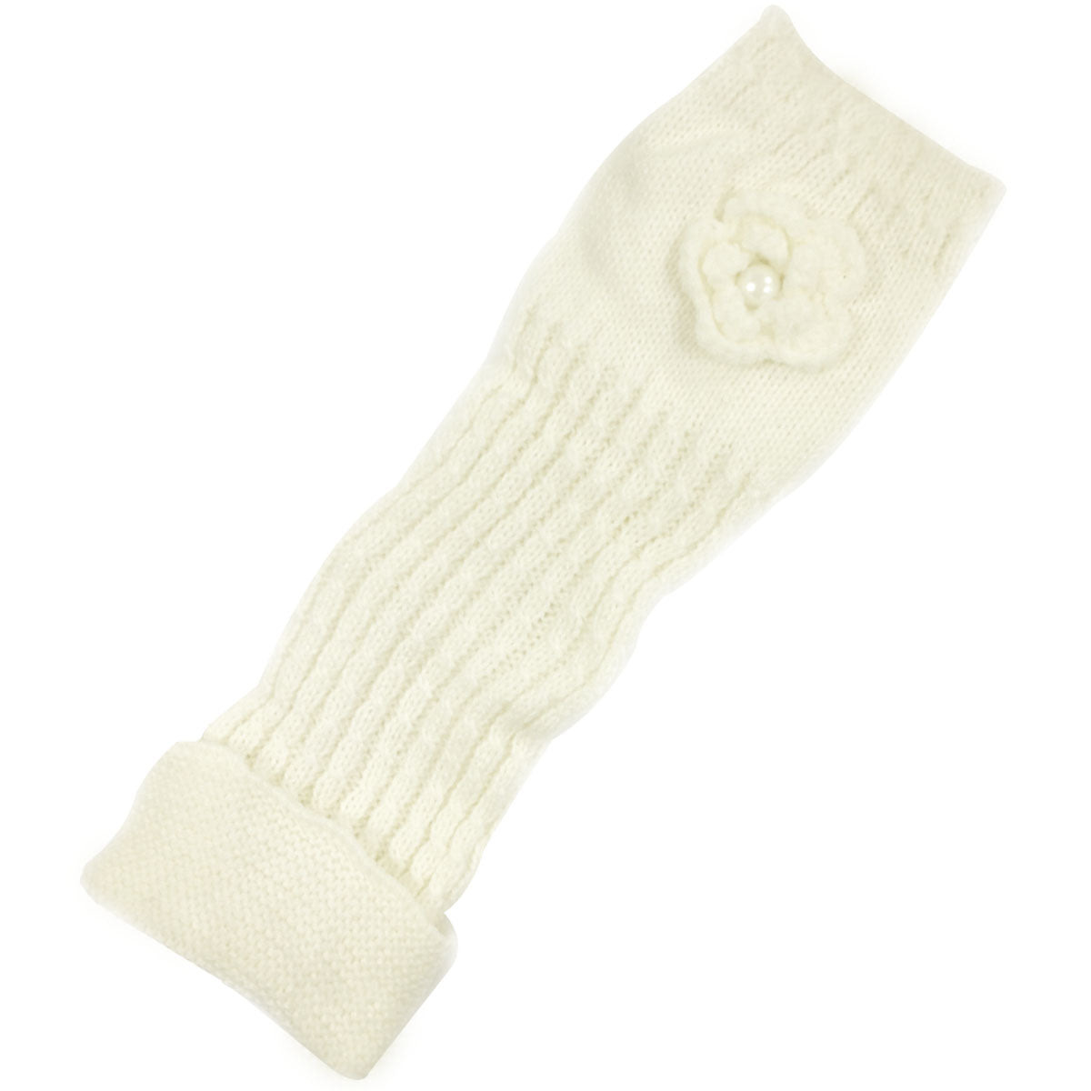 Wrapables Ribbed Arm Warmers / Fingerless Gloves with Floral Accent