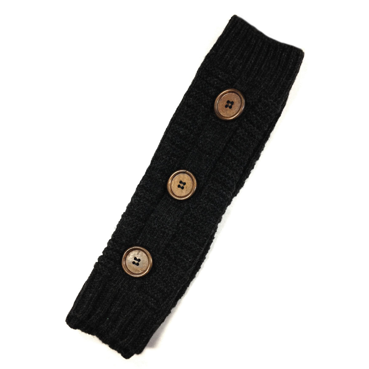 Wrapables Button Accented Knit Arm Warmers, Black