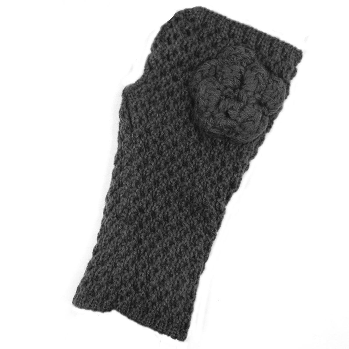 Wrapables Soft Knit Fingerless Gloves with Flower