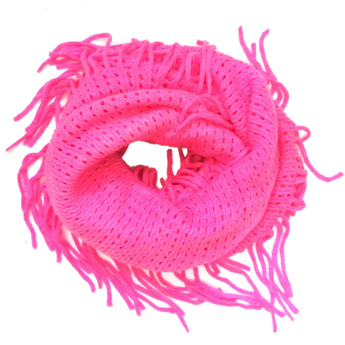 Wrapables Soft Crochet Infinity Scarf with Tassel Trim